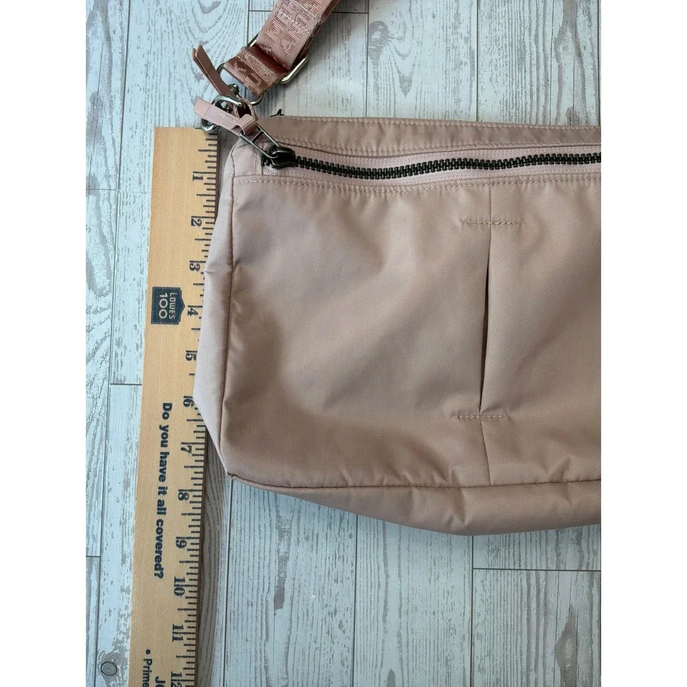 Aruna Mauve Pink Nylon Crossbody Bag Logo Strap Gorpcore Travel Utility